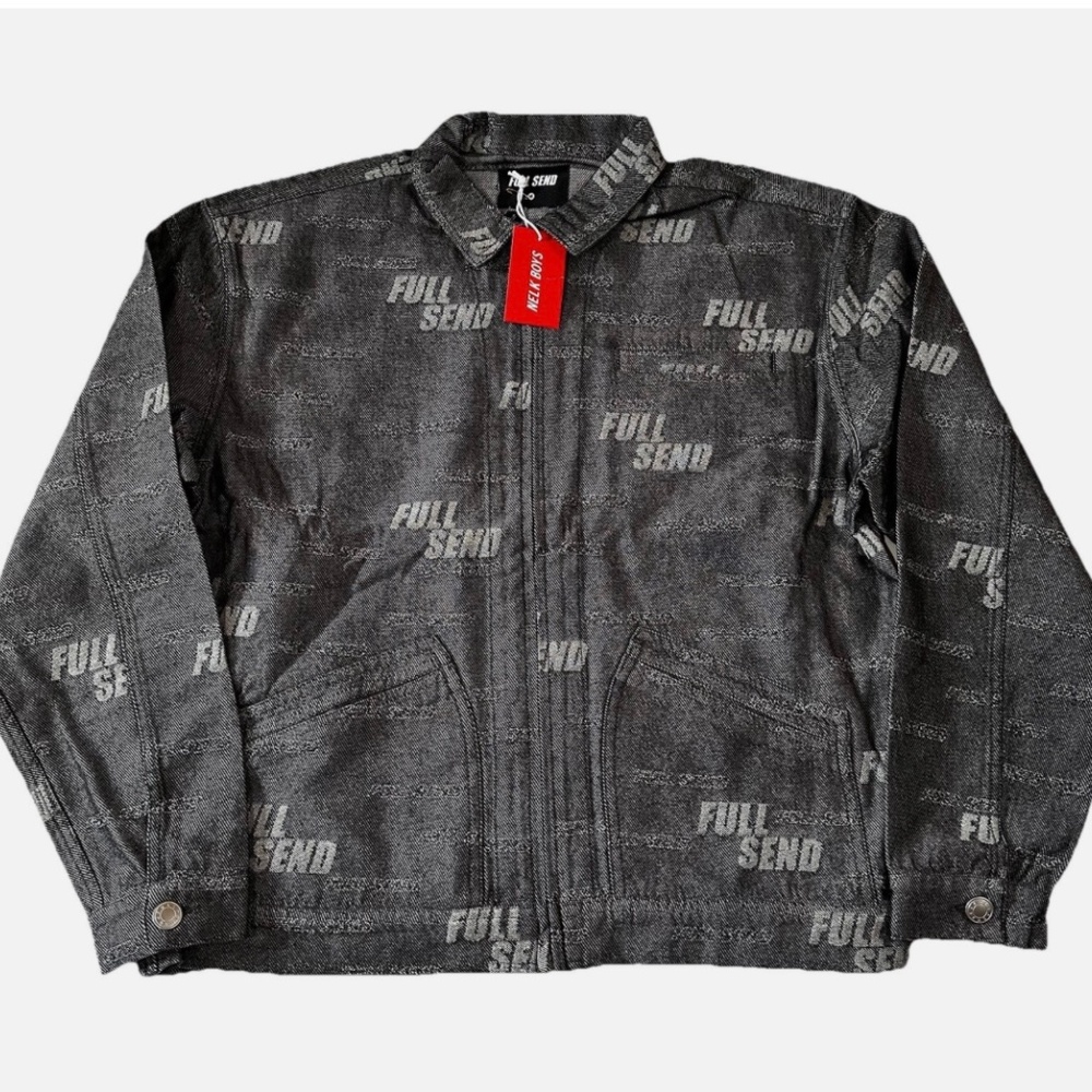 Full Send All Over Print Denim Work Jacket SZ Large NWT